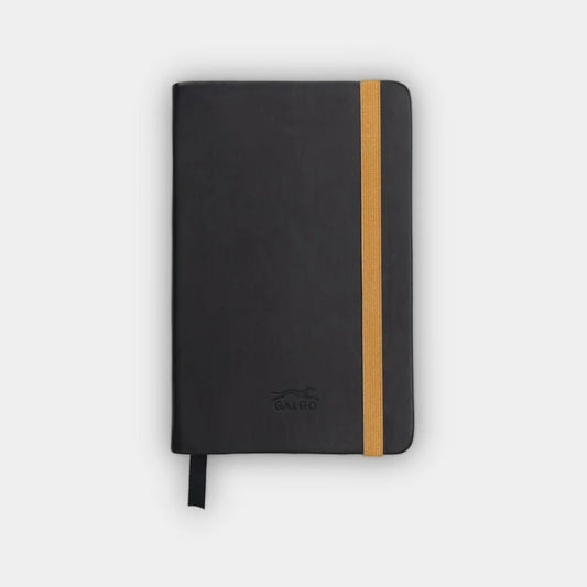 Cuaderno de Notas Galgo A6 | Polipiel Negro y Cuadrícula