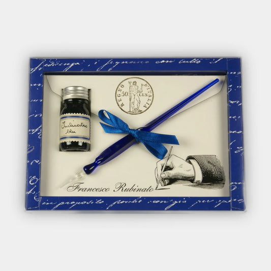 Set Bolígrafo de cristal y tinta azul